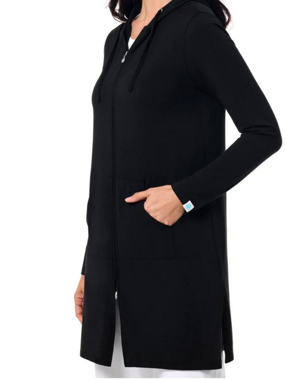 Coolibar SPF 50 Women's Long Zip-Up Hoodie, Medium, Black